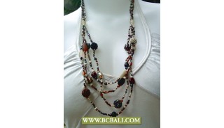 Multi Strand Ethnic Fashion Bead Necklace